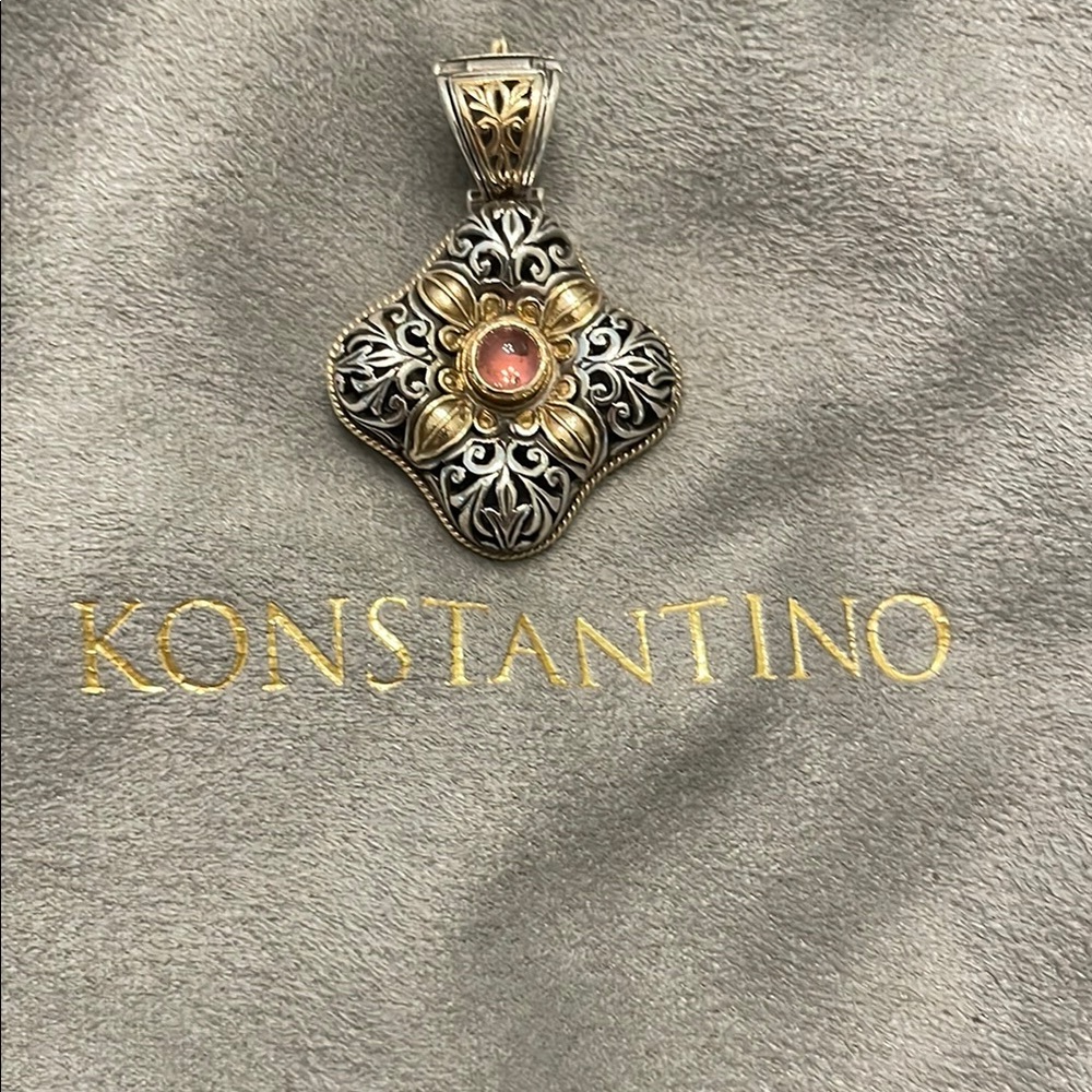 Konstantino Silver and Gold Pendant with pink Stone